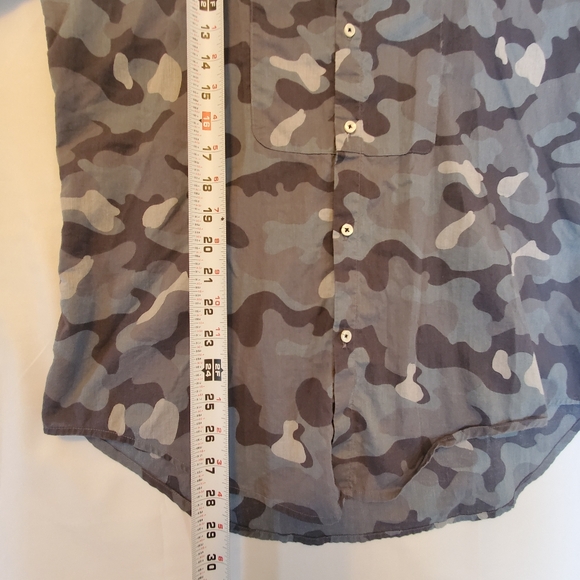 Zara Mens Blue Camouflage Button Down Shirt Size Large - Picture 6 of 6